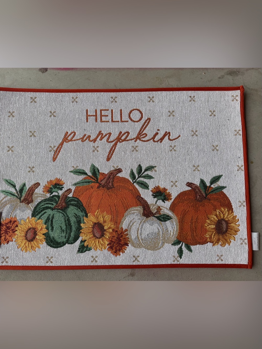 NWT Hello Pumpkin Pumpkins Sunflowers Accent Rug 18" x 30"